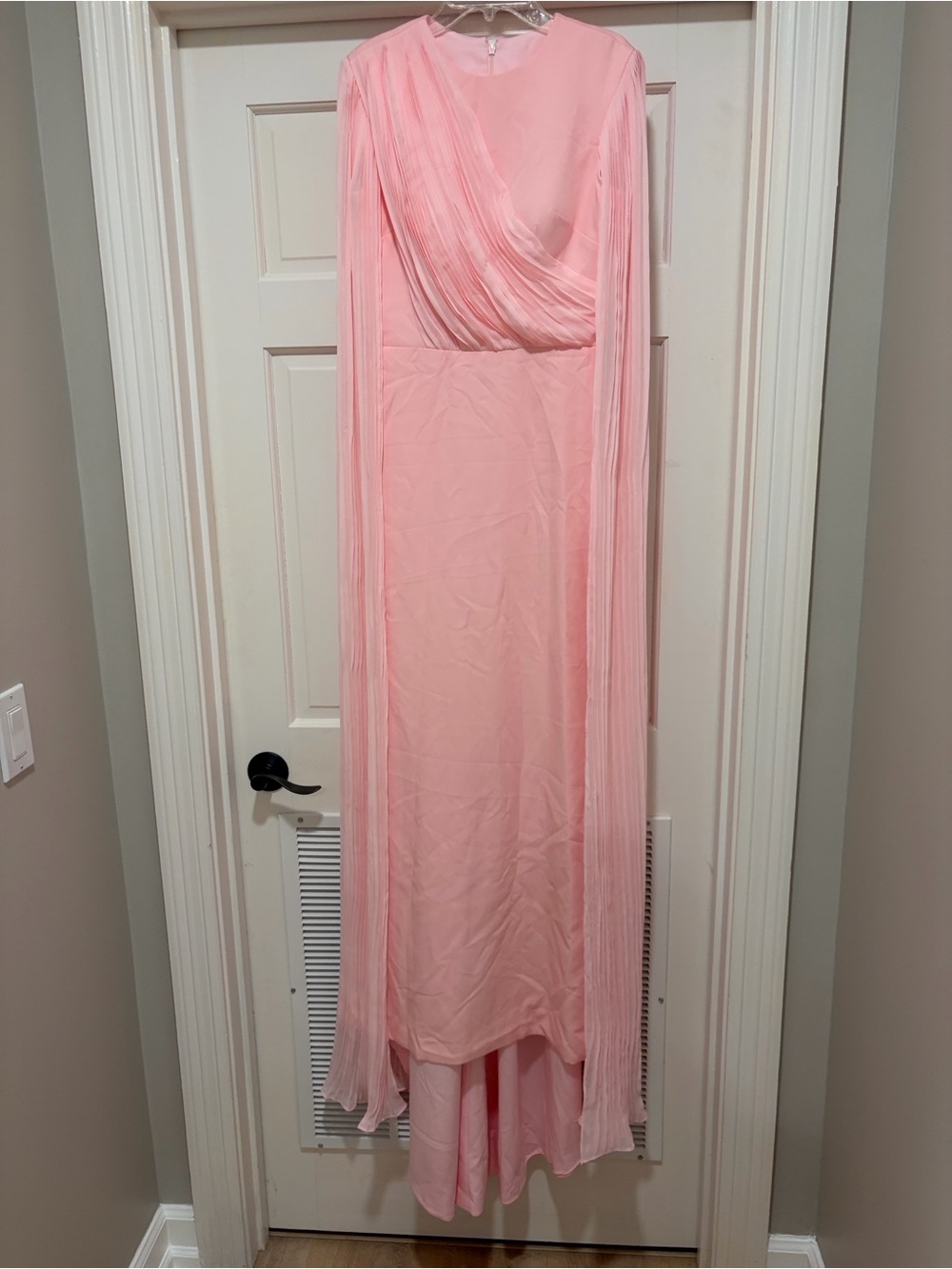 Elegant Pink Long Sleeve Gown